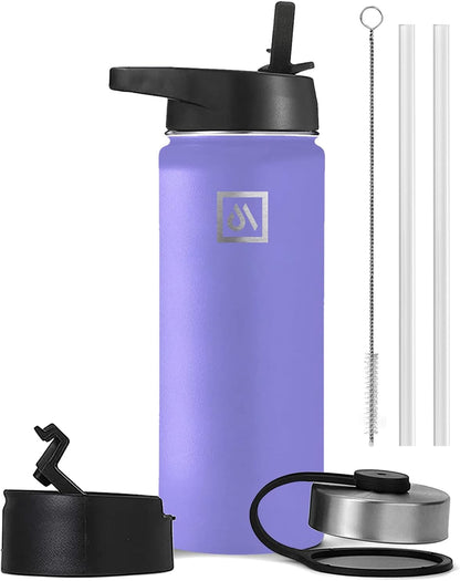 Meteor 650ml Insulated Water Bottle with Straw Lid, Coffee Lid & Flex Cap - Hot 24hrs & Cold 48hrs – Vacuum Stainless Steel Water Flask Thermos Mug - for Sports, Travel, Office, Kids