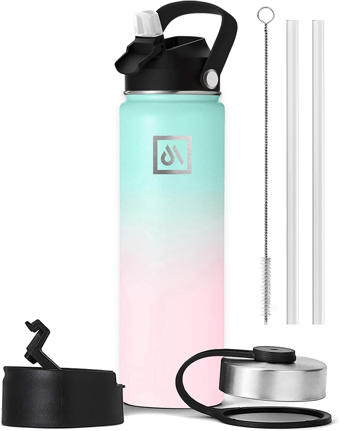 Meteor 650ml Insulated Water Bottle with Straw Lid, Coffee Lid & Flex Cap - Hot 24hrs & Cold 48hrs – Vacuum Stainless Steel Water Flask Thermos Mug - for Sports, Travel, Office, Kids