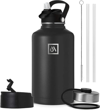 Meteor 650ml Insulated Water Bottle with Straw Lid, Coffee Lid & Flex Cap - Hot 24hrs & Cold 48hrs – Vacuum Stainless Steel Water Flask Thermos Mug - for Sports, Travel, Office, Kids