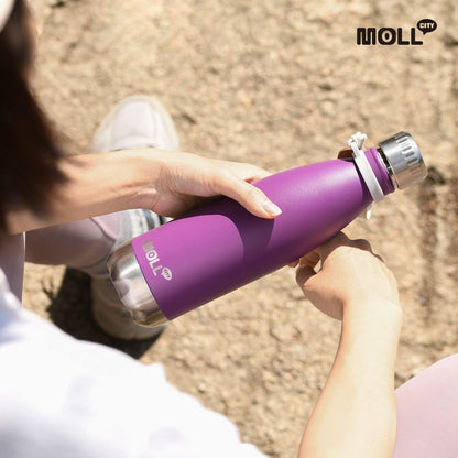Mollcity Kids Water Bottle for School-12 oz Stainless Steel Double Wall Vacuum Insulated Sports Water Bottle Reusable Metal Leak Proof Cola Shape Flask for Girls (Sky Blue)