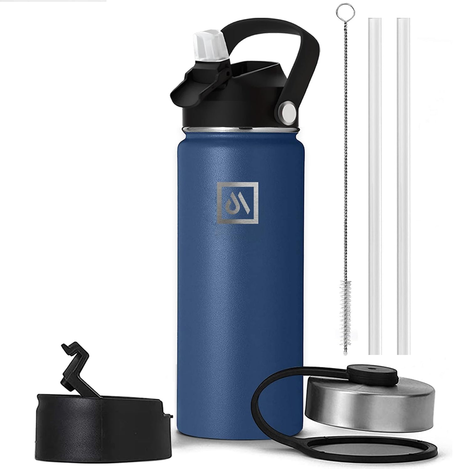 Meteor 650ml Insulated Water Bottle with Straw Lid, Coffee Lid & Flex Cap - Hot 24hrs & Cold 48hrs – Vacuum Stainless Steel Water Flask Thermos Mug - for Sports, Travel, Office, Kids