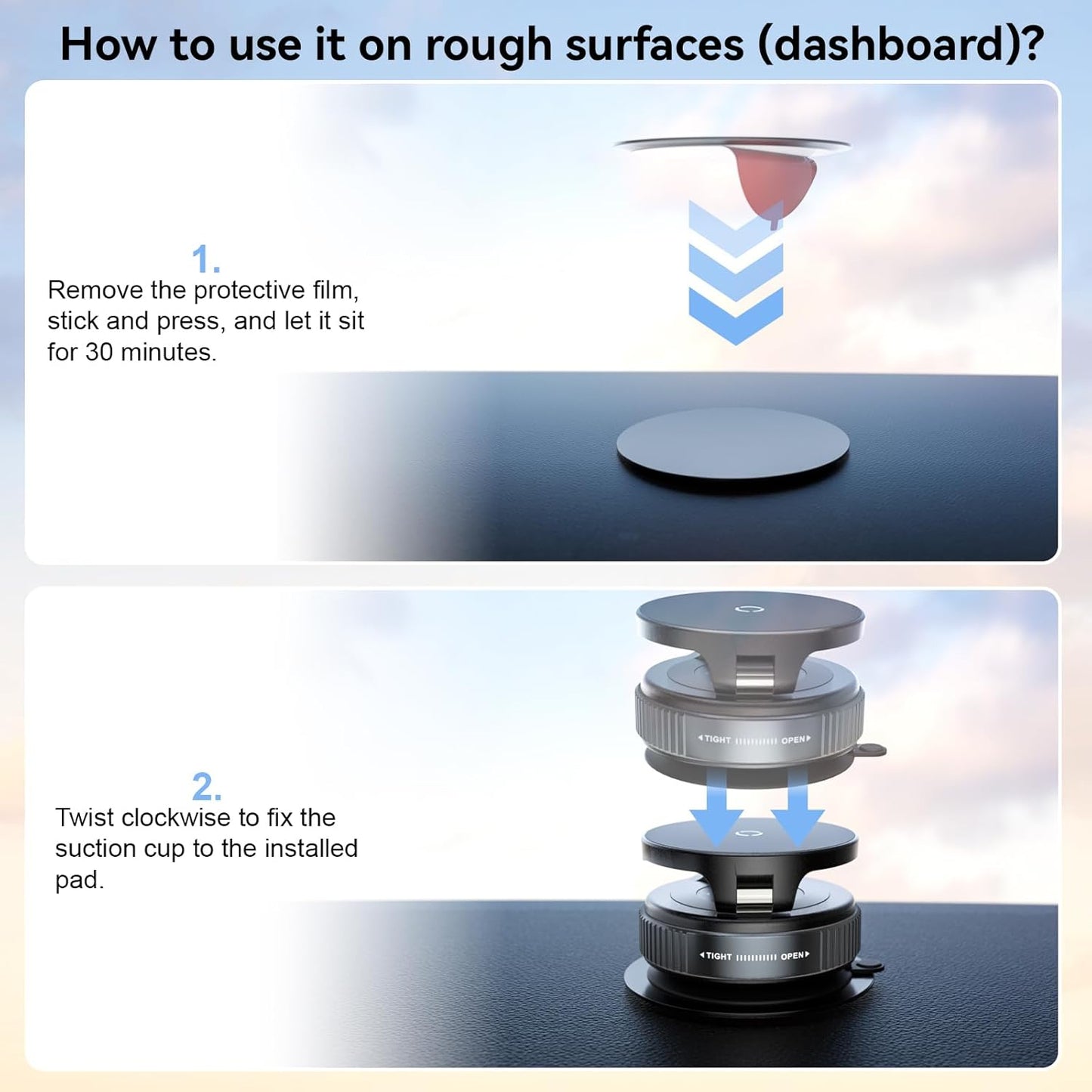 CloudValley 15W Fast Wireless Charger Car Phone Holder Mount, Vacuum Suction Cup Phone Holder Design for MagSafe iPhone 16/15/14/13/12, 360° Adjustable & Foldable Stand for Dashboard & Windshield