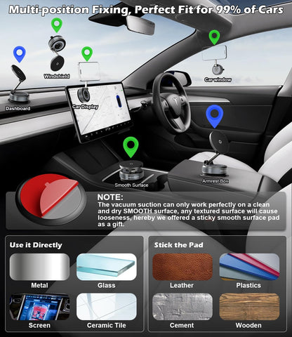 CloudValley 15W Fast Wireless Charger Car Phone Holder Mount, Vacuum Suction Cup Phone Holder Design for MagSafe iPhone 16/15/14/13/12, 360° Adjustable & Foldable Stand for Dashboard & Windshield