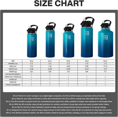 Meteor 650ml Insulated Water Bottle with Straw Lid, Coffee Lid & Flex Cap - Hot 24hrs & Cold 48hrs – Vacuum Stainless Steel Water Flask Thermos Mug - for Sports, Travel, Office, Kids