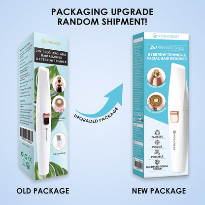 Rechargeable Eyebrow Trimmer & Facial Hair Remover for Women, 2 IN 1 Eyebrow Razor and Flawless Hair Remover, Eyebrow Lips Nose Body Facial Hair Removal for Women with Built-in LED Light (White)