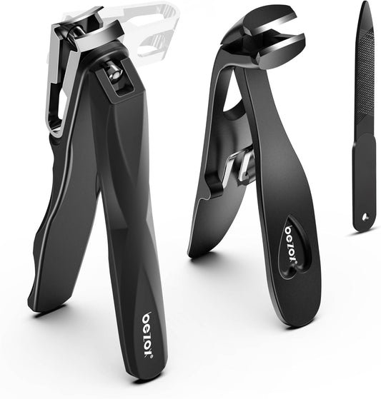 BEZOX Nail Clippers with Metal Nail File - Curved Head Toe Nails Clipper for Thick Nails for Seniors, Free Rotating Finger Nail Clippers for Adult - Premium Nail Cutters for Fingernails and Toenails