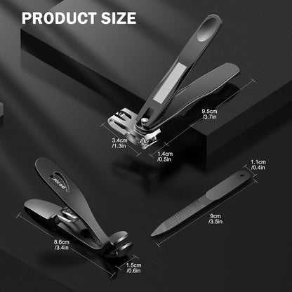 BEZOX Nail Clippers with Metal Nail File - Curved Head Toe Nails Clipper for Thick Nails for Seniors, Free Rotating Finger Nail Clippers for Adult - Premium Nail Cutters for Fingernails and Toenails