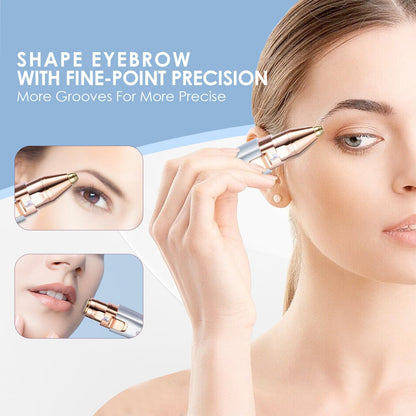 Rechargeable Eyebrow Trimmer & Facial Hair Remover for Women, 2 IN 1 Eyebrow Razor and Flawless Hair Remover, Eyebrow Lips Nose Body Facial Hair Removal for Women with Built-in LED Light (White)