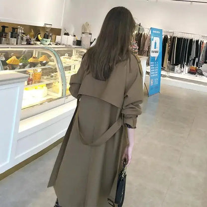 S-3XL   Windbreaker Mid to Long Knee Length Trench Coat New Falling Coat Goddess Fan British Style Windbreaker