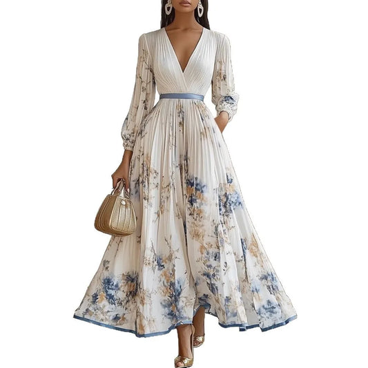 S-3XL Floral Chiffon Dress Cross-Border for Amazon Independent Station Popular for Casual Summer Holiday