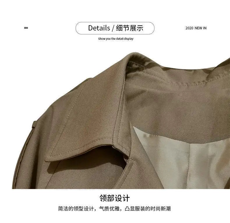 S-3XL   Windbreaker Mid to Long Knee Length Trench Coat New Falling Coat Goddess Fan British Style Windbreaker