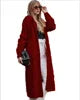 S-5XL Hot Selling Solid Color Hooded Long Cardigan Sweater in Autumn and Winter Fried Dough Knit Hoodie