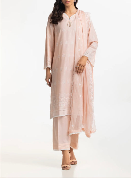 Gul Ahmad Pakistani 3PC Lawn Schiffli Embroidered Suit