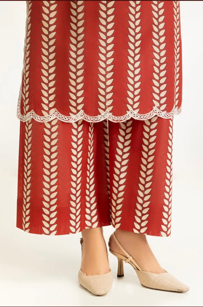 Gul Ahmed Original Pakistani Cambric Printed Co-Ord Set With Embroidered