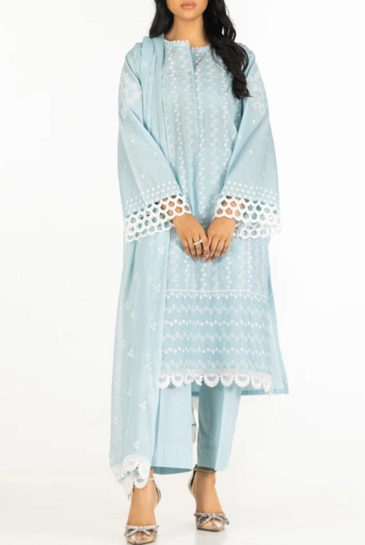 Gul-Ahmed- Original 3 PC Embroidered Chicken Kari Suit