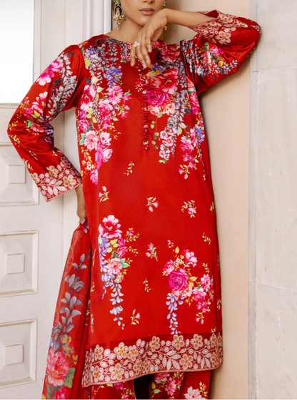 ASIM JOFA - Original EMBROIDERED CHARMEUSE SILK 3 PCS