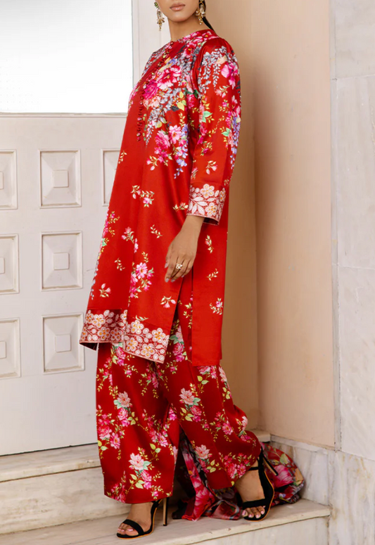 ASIM JOFA - Original EMBROIDERED CHARMEUSE SILK 3 PCS
