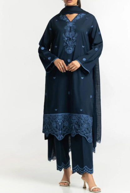GUL-AHMED ORIGINAL PAKISTANI 3PCS CAMBRIC EMBROIDERED SUIT
