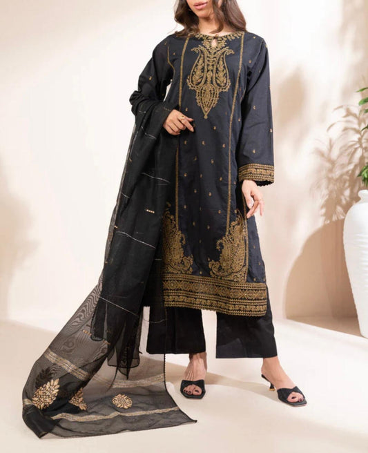 Alkaram Original 3 PCS Pakistani Cambric Lawn Embroidered Suit