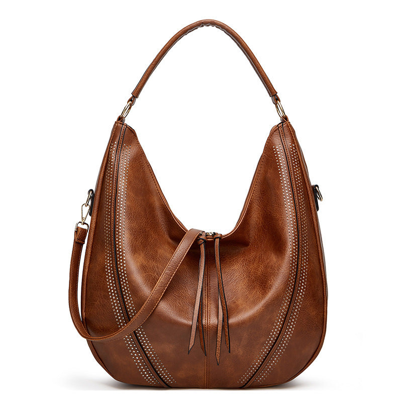 New Trend Retro Large  Capacity Tote Shoulder Bag Tassel Hollow One-shoulder Casual Bag Women's Big Bag Casual Bag